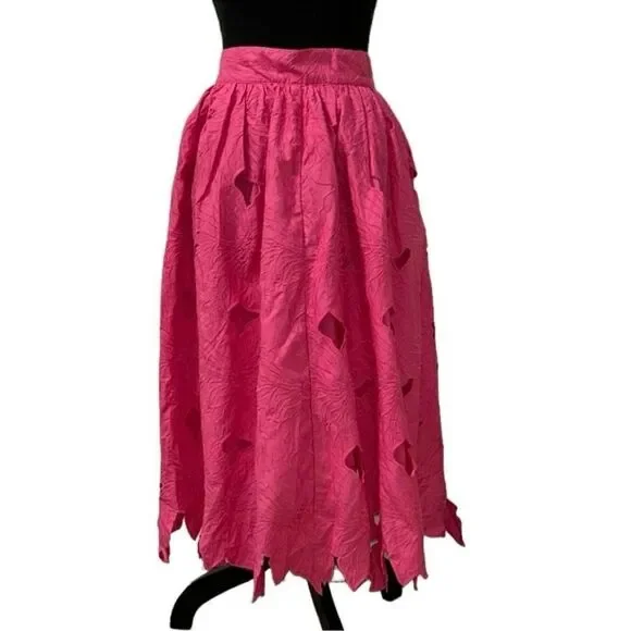 H&M Pink Embroidered Midi Skirt(Size 2) - Picture 2 of 6